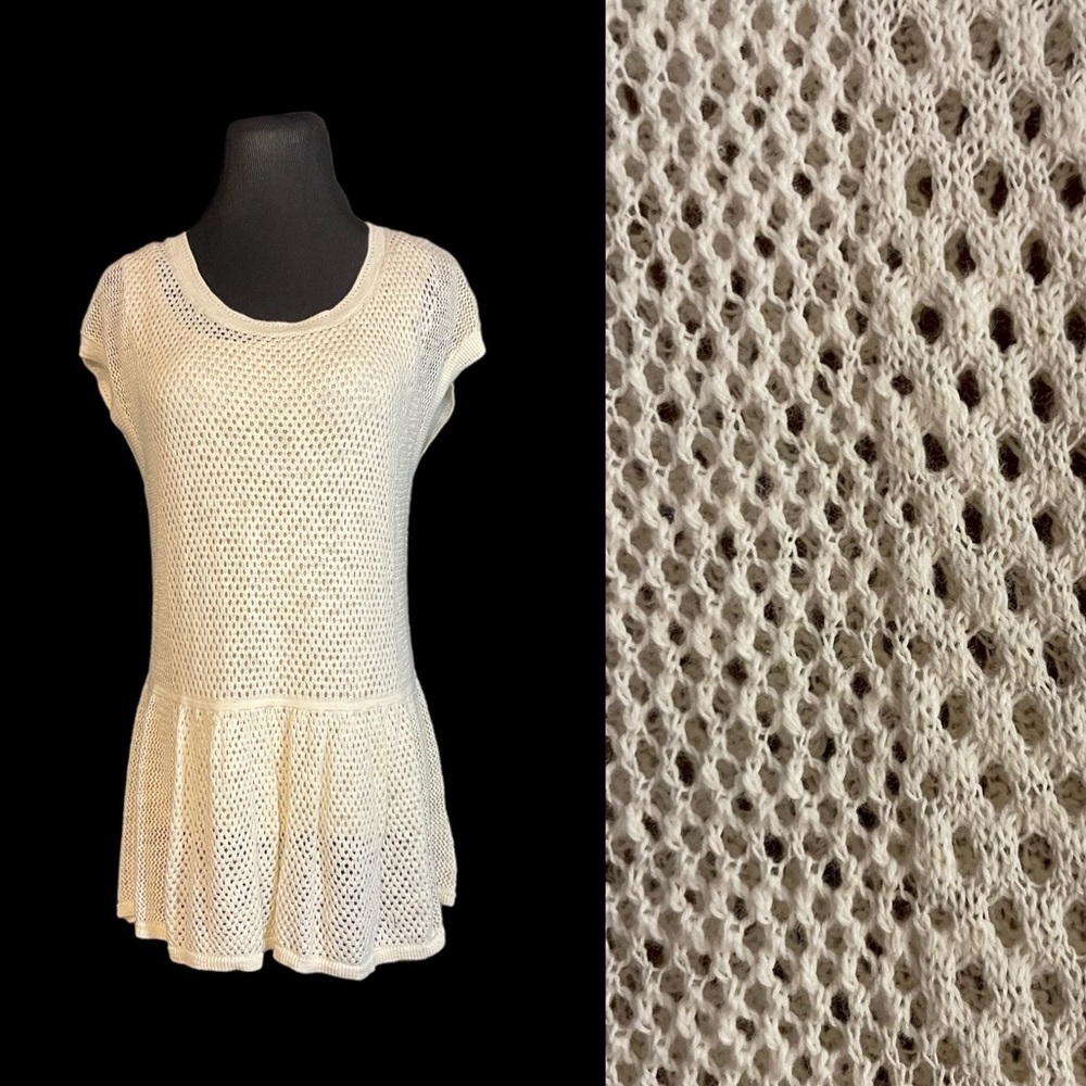 American Eagle Outfitters M Cotton Ivory Knit Sleeveless Sweater Top Set 54485